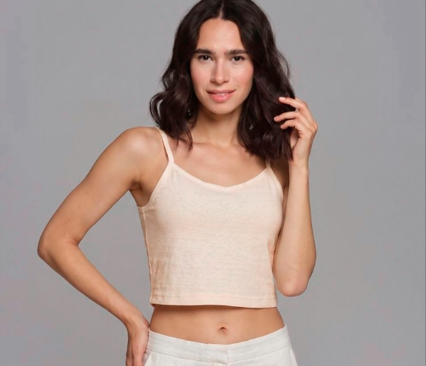 Женский бежевый корп топ из конопли и органического хлопка Uzor Wear